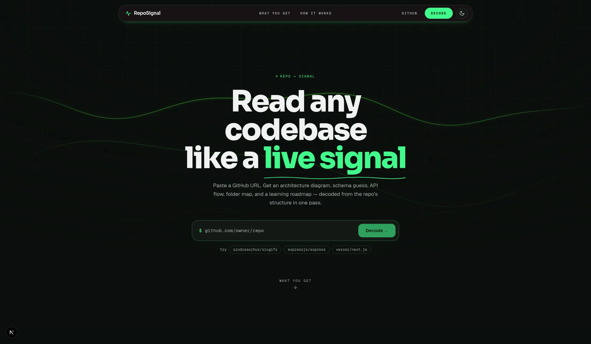 RepoSignal - AI DevTool built by SoberDev using Next.js, AI, DevTool